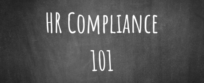 HR Compliance 101 on a chalkboard